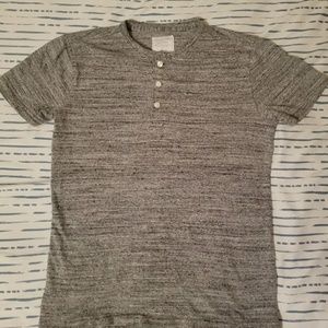Grey, white, and black striped pattern Henley